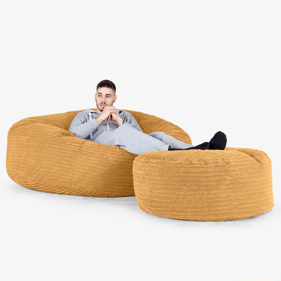 Mega mamutí sedací vak pohovka - Manšestr Zlatý Med 02