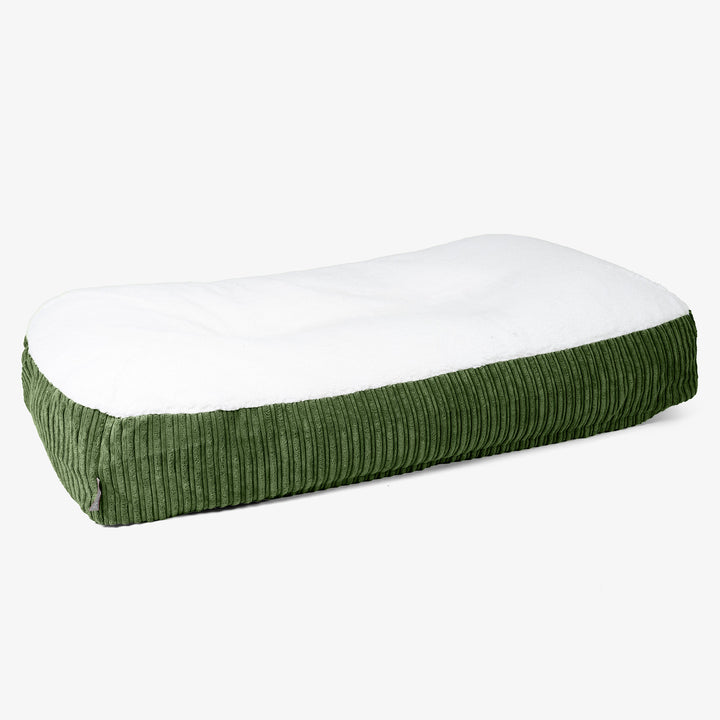 Pelíšek pro psy Sloucher XL - Sherpa & Manšestr Lesní zelená 01