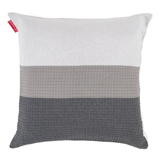 Povlak na Polštář Velký 70 x 70cm - Pletený Barevný Blok Šedá 01