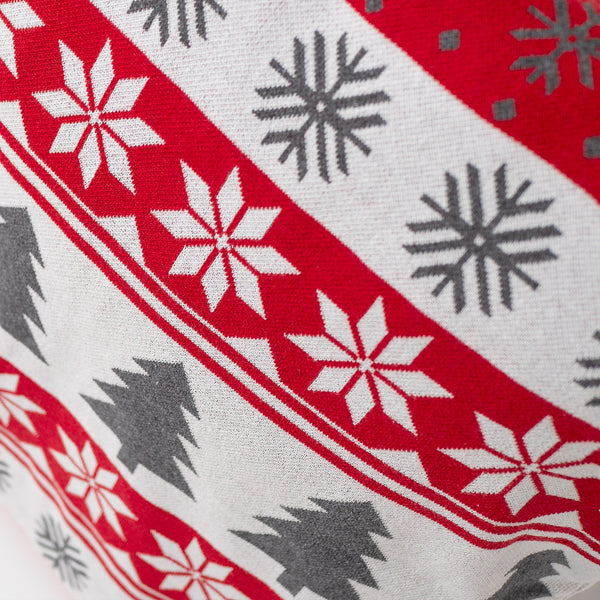 Povlak na Polštář Velký 70 x 70cm - Pletený Vánoční Fairisle Červená Fabric Close-up Image