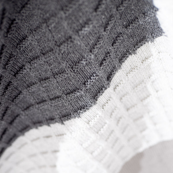 Přehoz na pohovku / deka - Pletený Barevný Blok Šedá Fabric Close-up Image