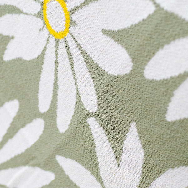 Přehoz na pohovku / deka - Pletený Květinový Máta Fabric Close-up Image