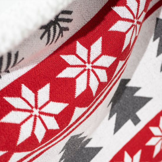 Přehoz na pohovku / deka - Pletený Vánoční Fairisle Červená 02
