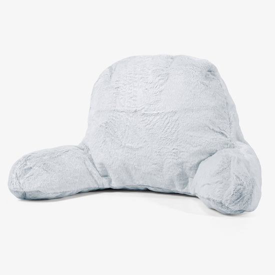 Polštář na čtení s vysokou opěrkou zad - Umělá králičí kožešina Pudrově modrá 01