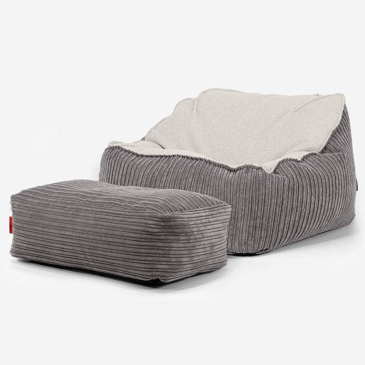 Sedací pytel Sloucher, křeslo - Buklé & Manšestr Tmavomodrá šeď 03