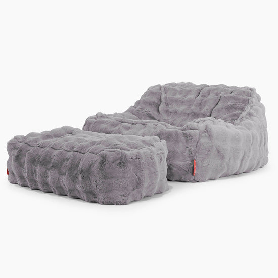 Sedací pytel Sloucher, křeslo - Umělá kožešina Bublina Šedá 02