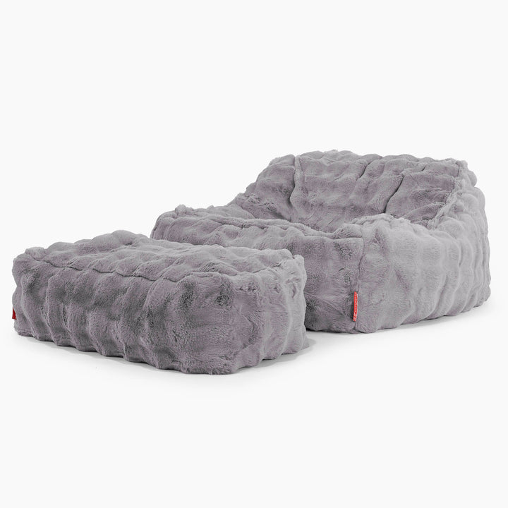 Sedací pytel Sloucher, křeslo - Umělá kožešina Bublina Šedá 02
