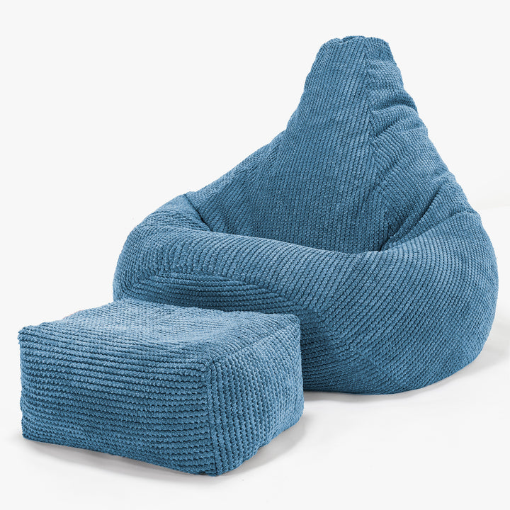 Sedací vak hruška - Pom pom Azurová 01