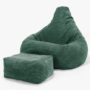 Sedací vak hruška - Pom pom Mechová Zelená
