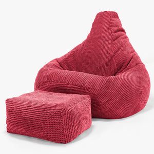 Sedací vak hruška - Pom pom Pastelově červená