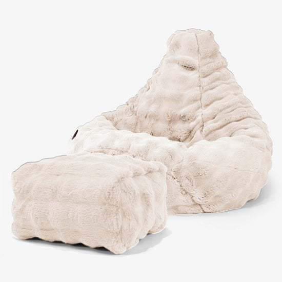 Sedací vak hruška - Umělá kožešina Bublina Krémová 01