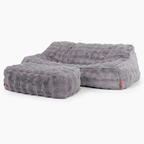 Sedací vak Sloucher, pohovka - Umělá kožešina Bublina Šedá 03