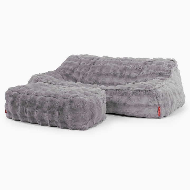 Sedací vak Sloucher, pohovka - Umělá kožešina Bublina Šedá 03