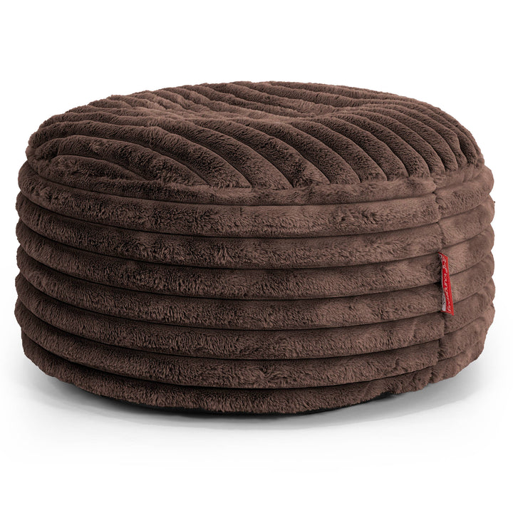 Velký kulatý puf - Ultra plyšový kord Sobolí 01
