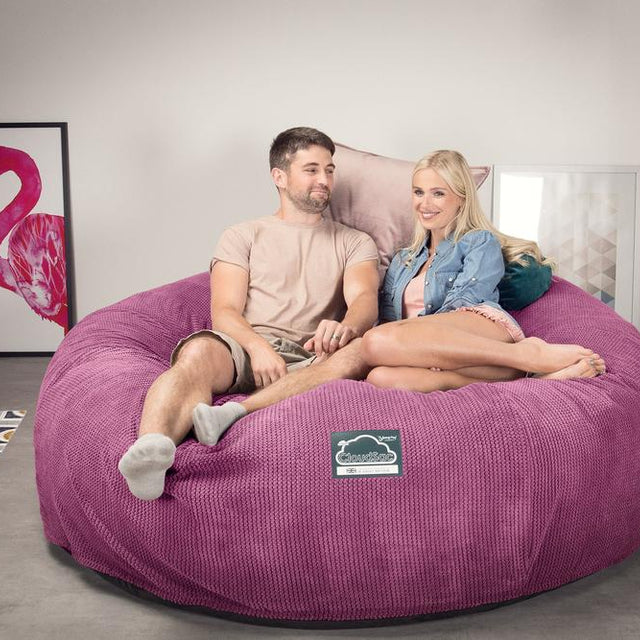 LOUNGE PUG, CloudSac 3000 XXXL - obří sedací vak ve tvaru pohovky/dvousedačky z paměťové pěny (King Size),Pom pom Růžová