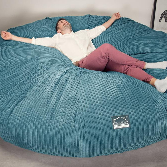 LOUNGE PUG, CloudSac 5000 XXXXXL - gigantický sedací vak ve tvaru pohovky z paměťové pěny,Manšestr Modrozelená