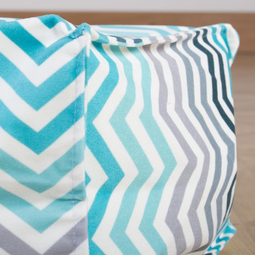 LOUNGE PUG, Sedací vak XXL, Sedací vak polštář, Geometrický potisk Tyrkysová Chevron