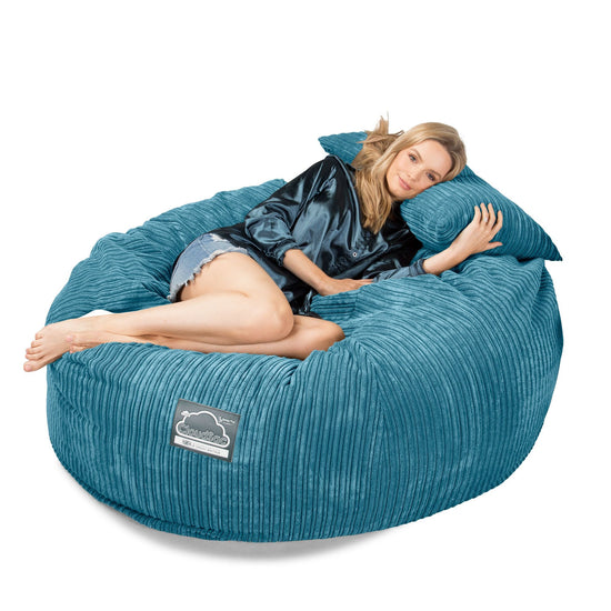 LOUNGE PUG, CloudSac 1010 XXL - XXL sedací vak ve tvaru pohovky z paměťové pěny (NOVÝ DESIGN),Manšestr Modrozelená