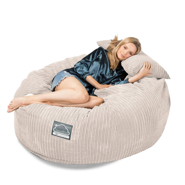 LOUNGE PUG, CloudSac 1010 XXL - XXL sedací vak ve tvaru pohovky z paměťové pěny (NOVÝ DESIGN),Manšestr Slonovinová