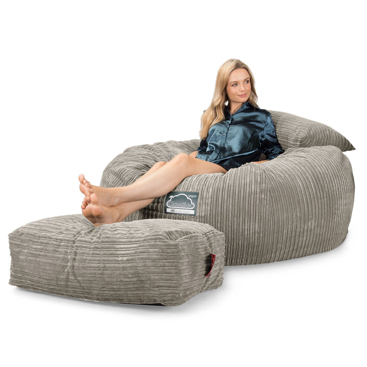LOUNGE PUG, CloudSac 1010 XXL - XXL sedací vak ve tvaru pohovky z paměťové pěny (NOVÝ DESIGN),Manšestr Norek