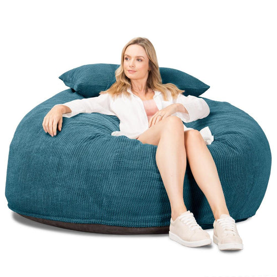 LOUNGE PUG, CloudSac 1010 XXL - XXL sedací vak ve tvaru pohovky z paměťové pěny (NOVÝ DESIGN),Pom pom Modrozelená
