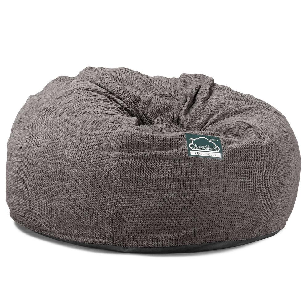LOUNGE PUG, CloudSac 1010 XXL - XXL sedací vak ve tvaru pohovky z paměťové pěny (NOVÝ DESIGN),Pom pom Tmavě šedá