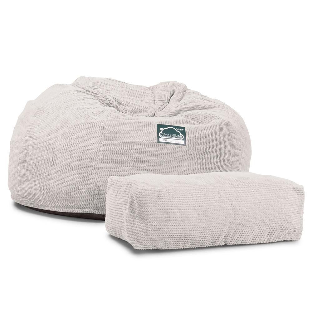 LOUNGE PUG, CloudSac 1010 XXL - XXL sedací vak ve tvaru pohovky z paměťové pěny (NOVÝ DESIGN),Pom pom Slonovinová