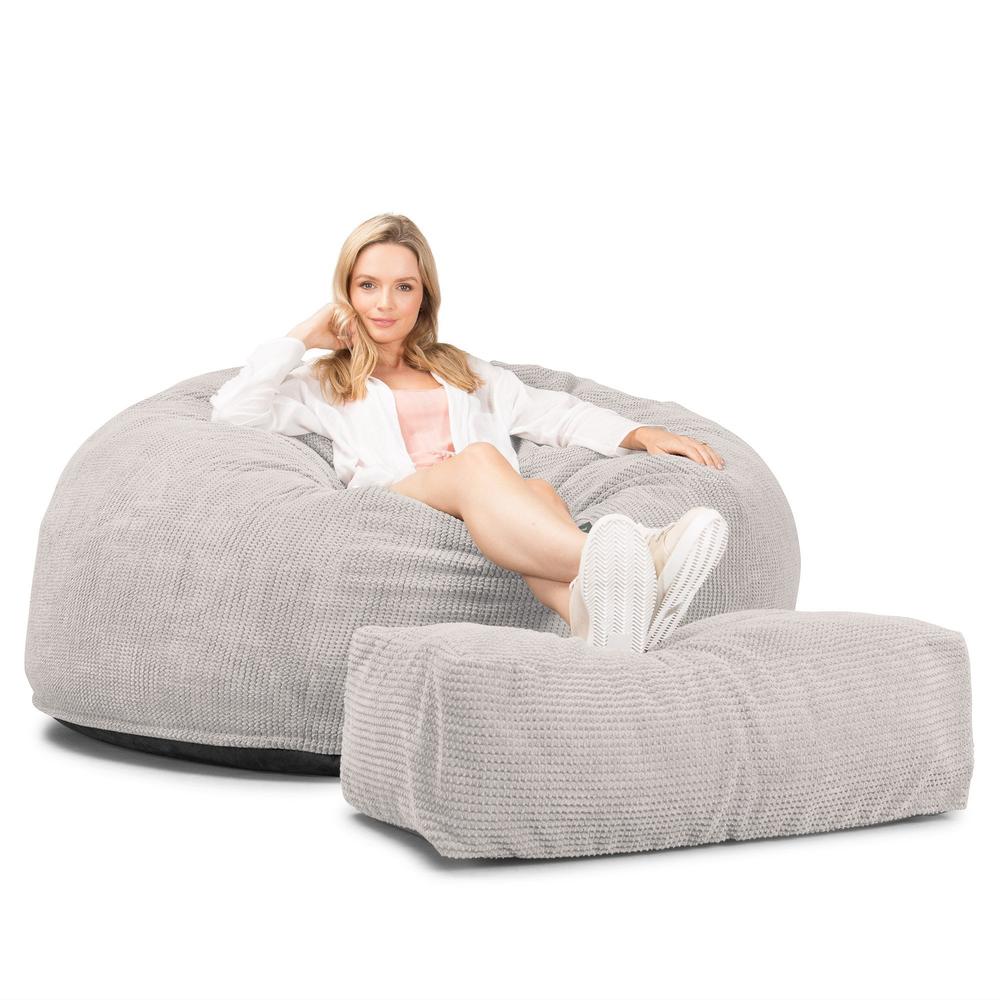 LOUNGE PUG, CloudSac 1010 XXL - XXL sedací vak ve tvaru pohovky z paměťové pěny (NOVÝ DESIGN),Pom pom Slonovinová