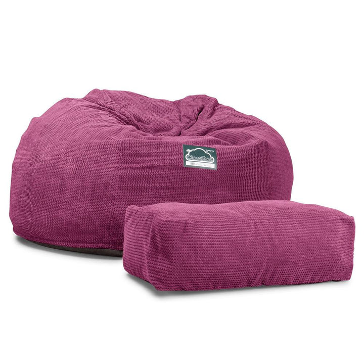 LOUNGE PUG, CloudSac 1010 XXL - XXL sedací vak ve tvaru pohovky z paměťové pěny (NOVÝ DESIGN),Pom pom Růžová