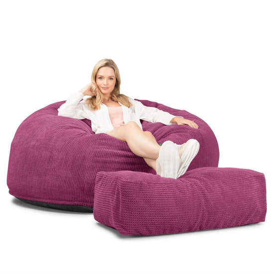 LOUNGE PUG, CloudSac 1010 XXL - XXL sedací vak ve tvaru pohovky z paměťové pěny (NOVÝ DESIGN),Pom pom Růžová