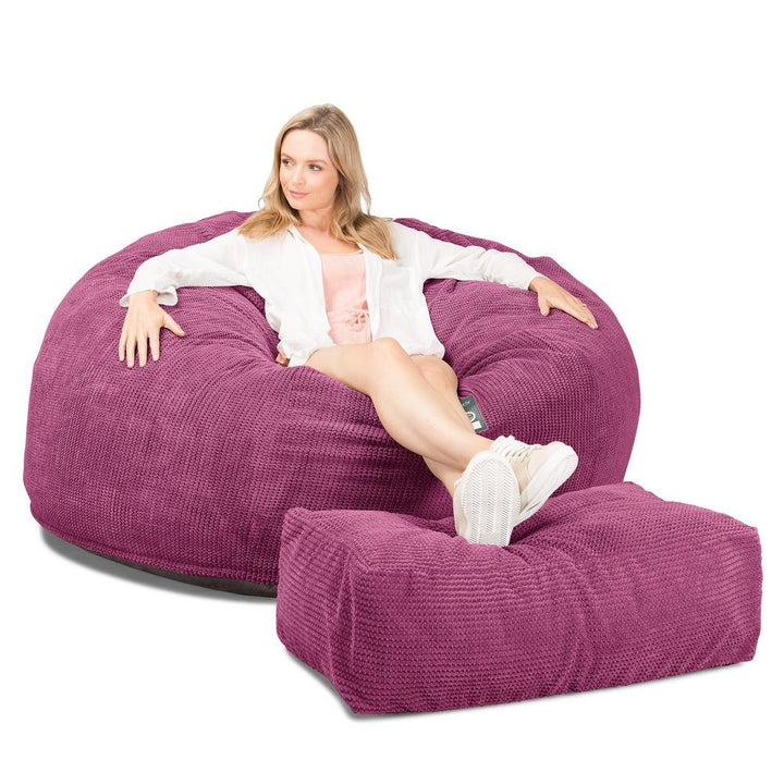 LOUNGE PUG, CloudSac 1010 XXL - XXL sedací vak ve tvaru pohovky z paměťové pěny (NOVÝ DESIGN),Pom pom Růžová