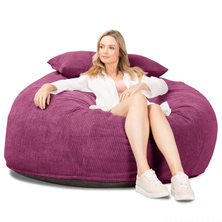 LOUNGE PUG, CloudSac 1010 XXL - XXL sedací vak ve tvaru pohovky z paměťové pěny (NOVÝ DESIGN),Pom pom Růžová