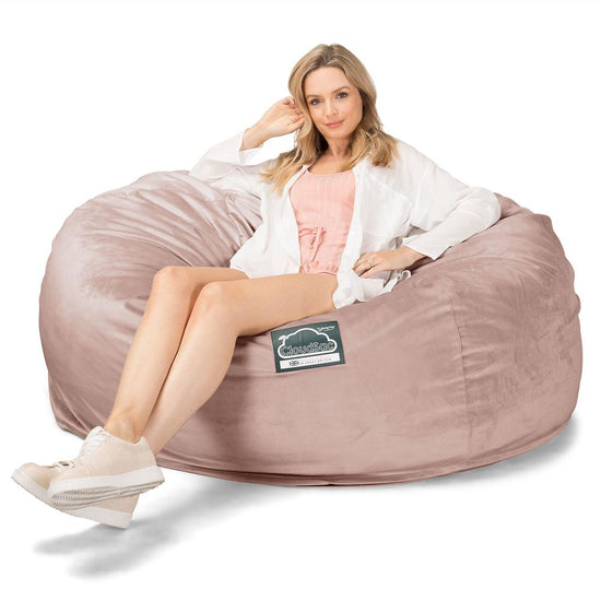 LOUNGE PUG, CloudSac 1010 XXL - XXL sedací vak ve tvaru pohovky z paměťové pěny (NOVÝ DESIGN),Samet Růžová