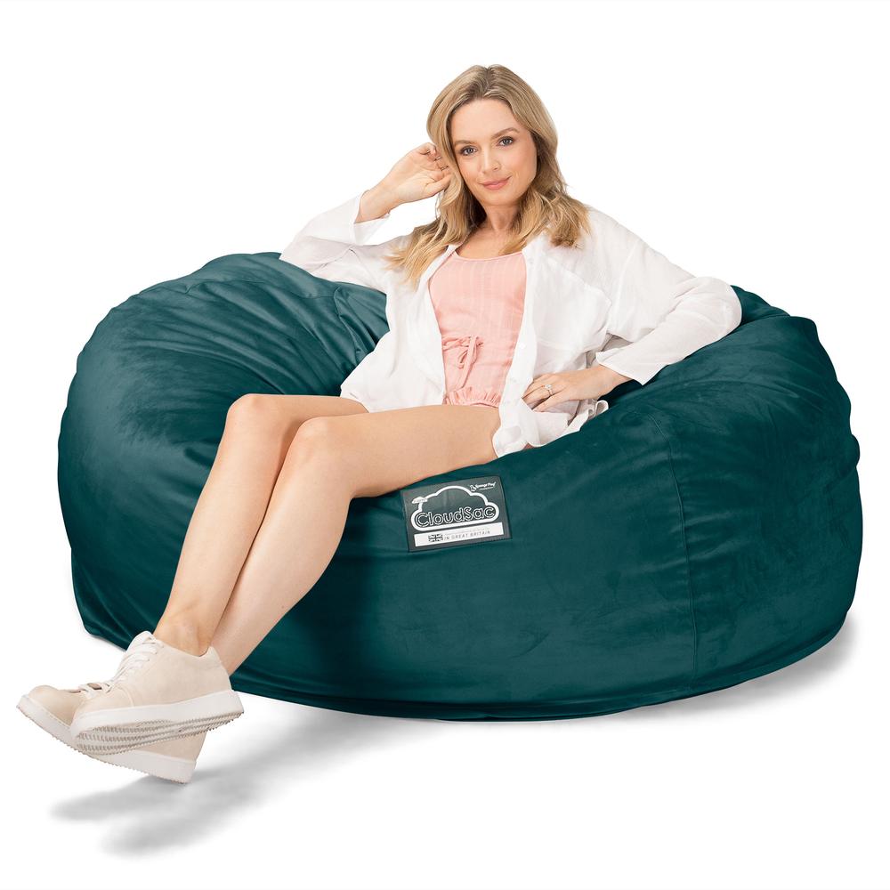 LOUNGE PUG, CloudSac 1010 XXL - XXL sedací vak ve tvaru pohovky z paměťové pěny (NOVÝ DESIGN),Samet Tyrkysová