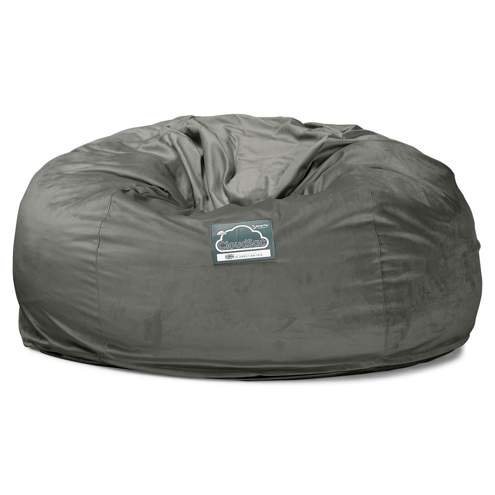 LOUNGE PUG, CloudSac 1010 XXL - XXL sedací vak ve tvaru pohovky z paměťové pěny (NOVÝ DESIGN),Samet Tmavomodrá šeď