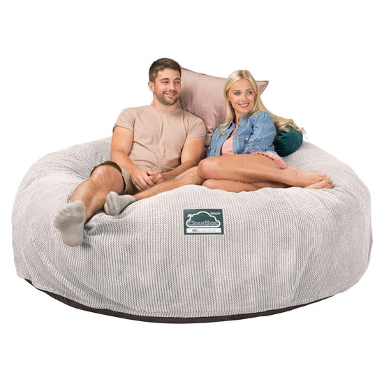 LOUNGE PUG, CloudSac 3000 XXXL - obří sedací vak ve tvaru pohovky/dvousedačky z paměťové pěny (King Size),Pom pom Slonovinová