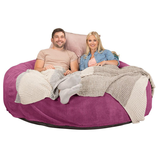 LOUNGE PUG, CloudSac 3000 XXXL - obří sedací vak ve tvaru pohovky/dvousedačky z paměťové pěny (King Size),Pom pom Růžová