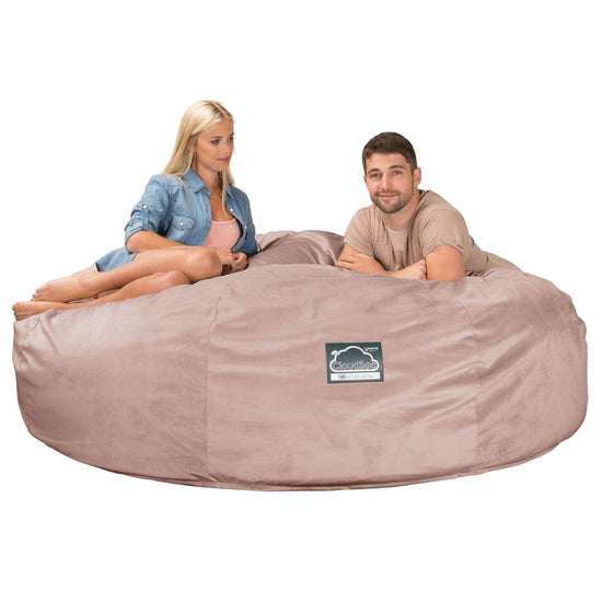 LOUNGE PUG, CloudSac 3000 XXXL - obří sedací vak ve tvaru pohovky/dvousedačky z paměťové pěny (King Size),Samet Růžová