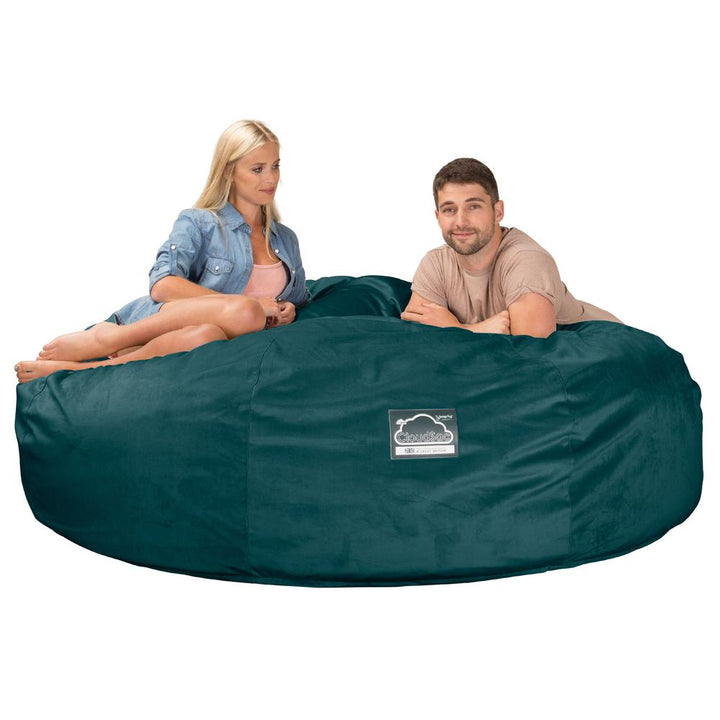 LOUNGE PUG, CloudSac 3000 XXXL - obří sedací vak ve tvaru pohovky/dvousedačky z paměťové pěny (King Size),Samet Tyrkysová