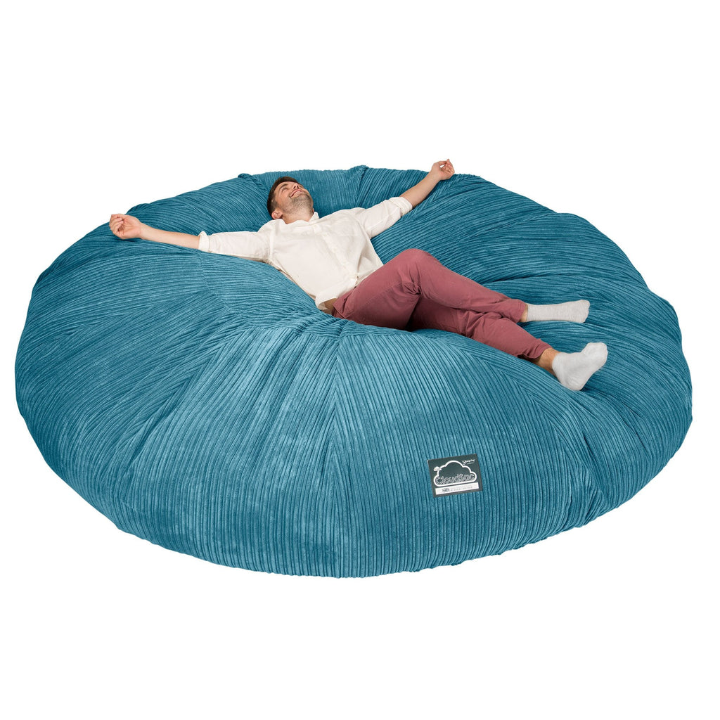 LOUNGE PUG, CloudSac 5000 XXXXXL - gigantický sedací vak ve tvaru pohovky z paměťové pěny,Manšestr Modrozelená