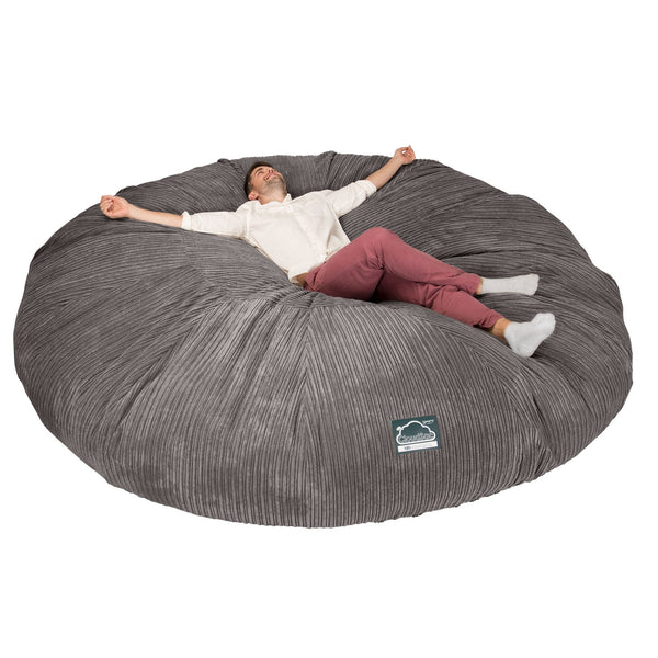 LOUNGE PUG, CloudSac 5000 XXXXXL - gigantický sedací vak ve tvaru pohovky z paměťové pěny,Manšestr Tmavomodrá šeď