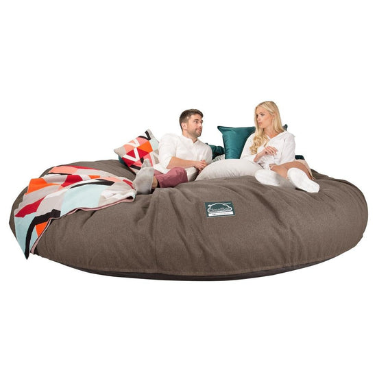 LOUNGE PUG, CloudSac 5000 XXXXXL - gigantický sedací vak ve tvaru pohovky z paměťové pěny,Vlna Interalli Světle hnědá