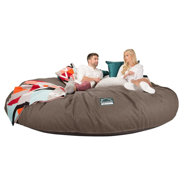 LOUNGE PUG, CloudSac 5000 XXXXXL - gigantický sedací vak ve tvaru pohovky z paměťové pěny,Vlna Interalli Světle hnědá