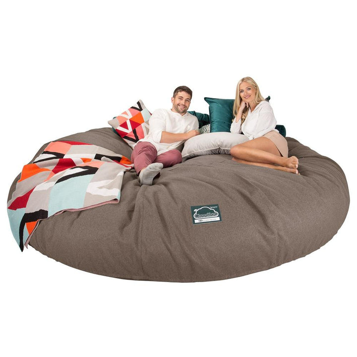 LOUNGE PUG, CloudSac 5000 XXXXXL - gigantický sedací vak ve tvaru pohovky z paměťové pěny,Vlna Interalli Světle hnědá
