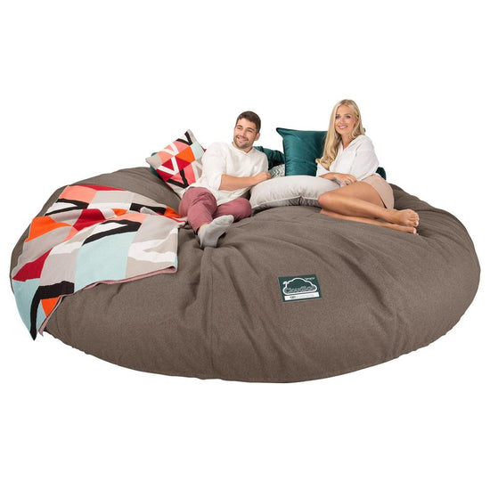 LOUNGE PUG, CloudSac 5000 XXXXXL - gigantický sedací vak ve tvaru pohovky z paměťové pěny,Vlna Interalli Světle hnědá