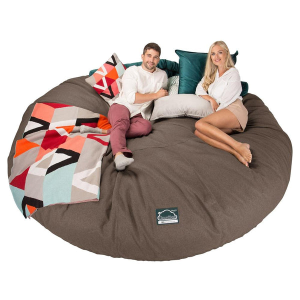 LOUNGE PUG, CloudSac 5000 XXXXXL - gigantický sedací vak ve tvaru pohovky z paměťové pěny,Vlna Interalli Světle hnědá
