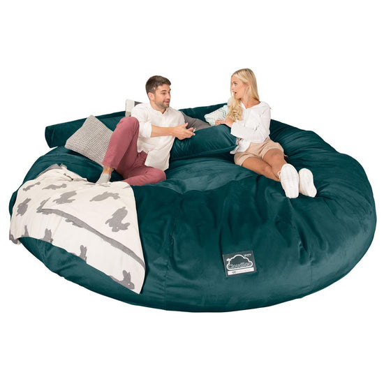 LOUNGE PUG, CloudSac 5000 XXXXXL - gigantický sedací vak ve tvaru pohovky z paměťové pěny,Samet Tyrkysová