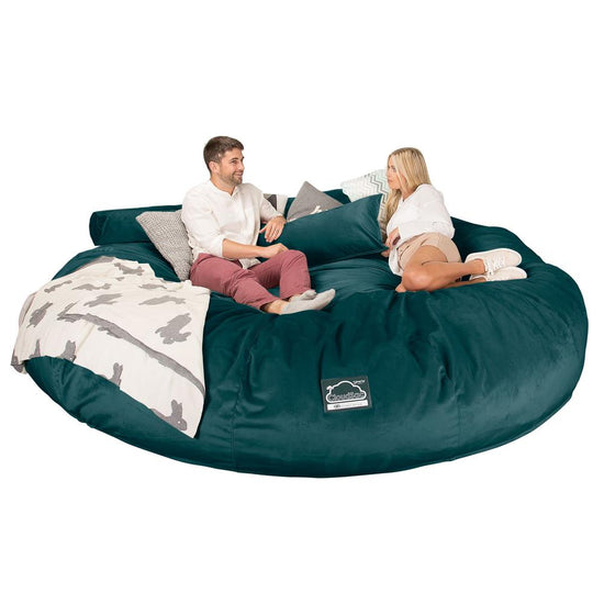 LOUNGE PUG, CloudSac 5000 XXXXXL - gigantický sedací vak ve tvaru pohovky z paměťové pěny,Samet Tyrkysová