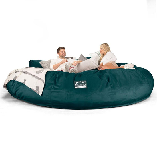 LOUNGE PUG, CloudSac 5000 XXXXXL - gigantický sedací vak ve tvaru pohovky z paměťové pěny,Samet Tyrkysová