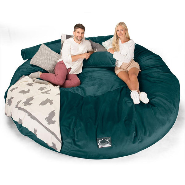LOUNGE PUG, CloudSac 5000 XXXXXL - gigantický sedací vak ve tvaru pohovky z paměťové pěny,Samet Tyrkysová
